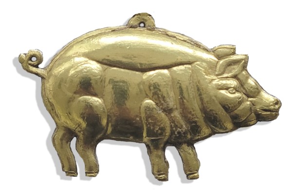 Pig middle size Set Of 2 pcs. made from Dresden foil paper