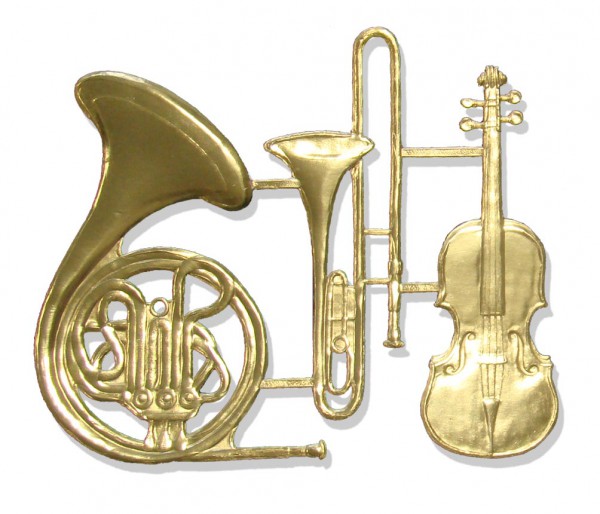 Music Instruments Set Of 3 pcs. made from Dresden foil paper