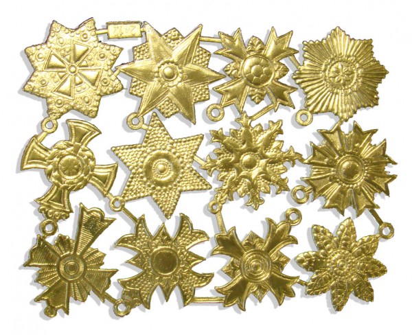 Ornaments Medals Set Of 12 pcs. made from Dresden foil paper